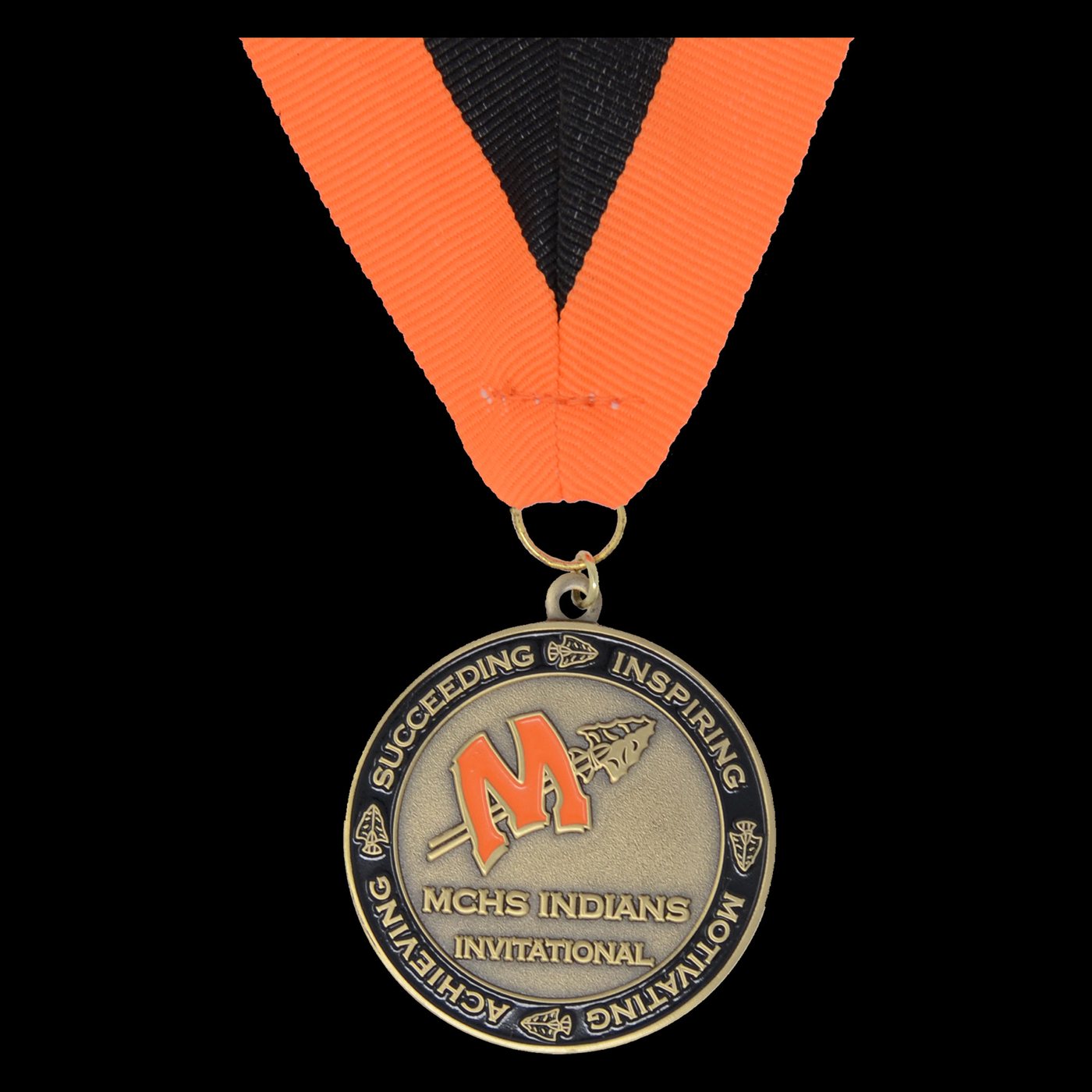 MCHS Invitational medal in orange enamel on an orange and black ribbon