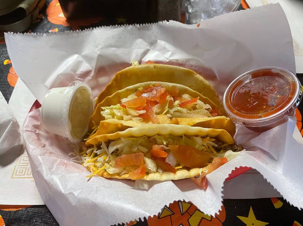 Tacos served in a basket at 9th Street Pub in La Salle, IL