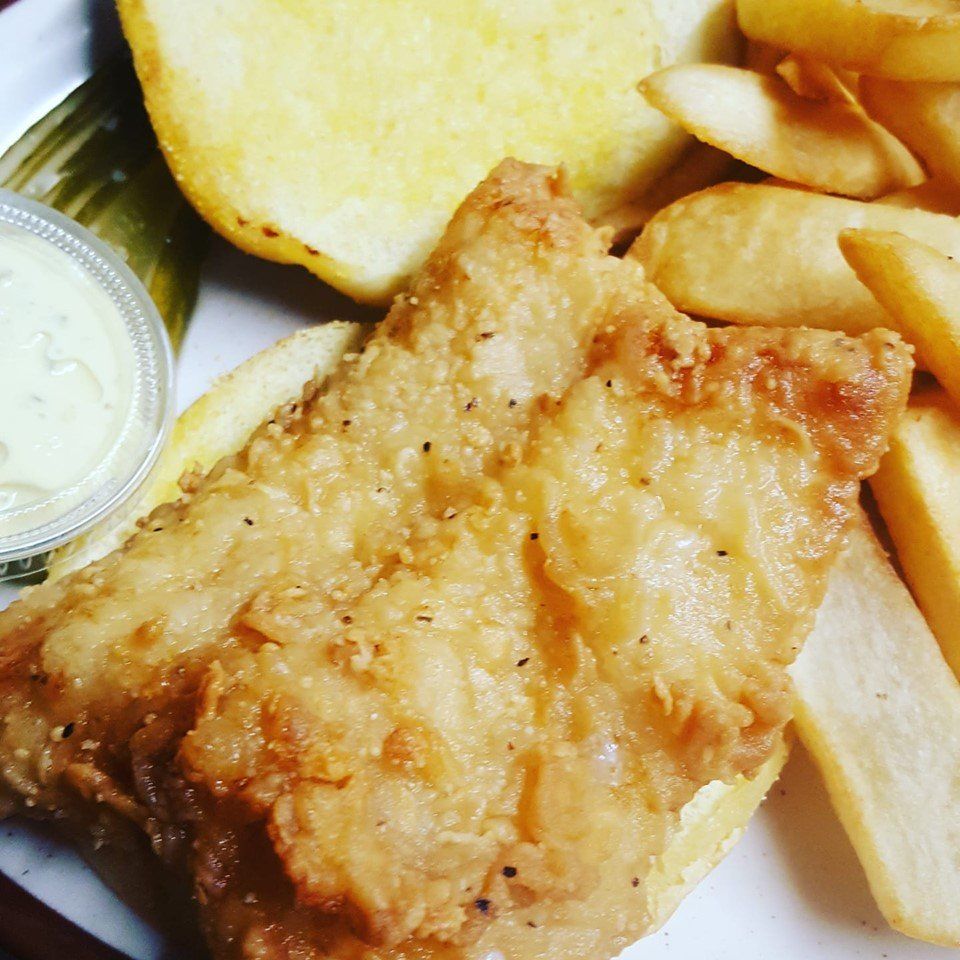 Friday walleye fish fry with tartar sauce at 9th Street Pub in La Salle, IL
