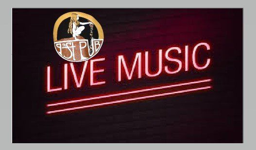 Live Music neon sign glowing inside 9th Street Pub in La Salle, IL